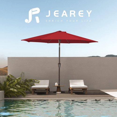 JEAREY OUTDOOR PATIO UMBRELLA - 9FT - ORANGE (MODEL: A012-002-009) image 2