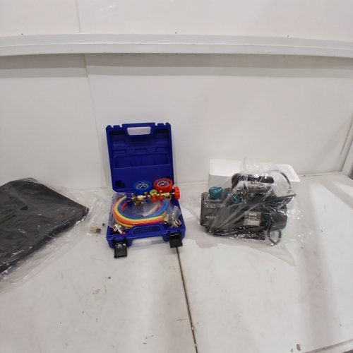 OMT SINGLE STAGE VACUUM PUMP AND MANIFOLD GAUGE SET - 3.5 CFM - 1/4 H/P - BLACK image 3