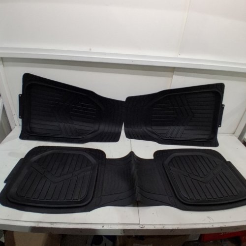 3PC AMAZON BASICS ALL-WEATHER HEAVY DUTY RUBBER FLOOR MATS - FITS MOST VEHICLES - BLACK - (MODEL:812032625) image 2