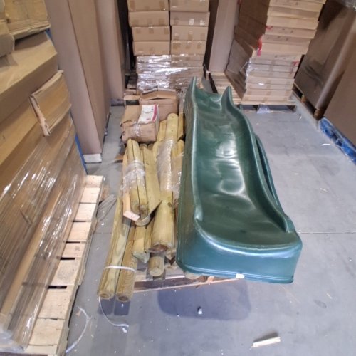 PLUM DISCOVERY ADVENTURE PLAYCENTRE WITH 2 SLIDES - 14.5FT X 10FT X 6.5FT - NATURAL WOOD / GREEN (MODEL:27564AB69) image 14