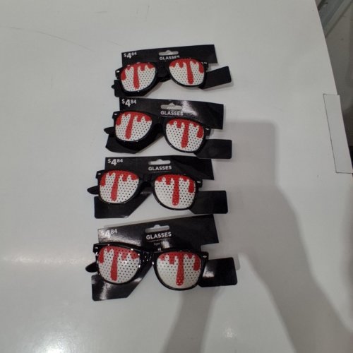 4PK NOVELTY BLOODY GLASSES - BLACK/RED/WHITE image 3
