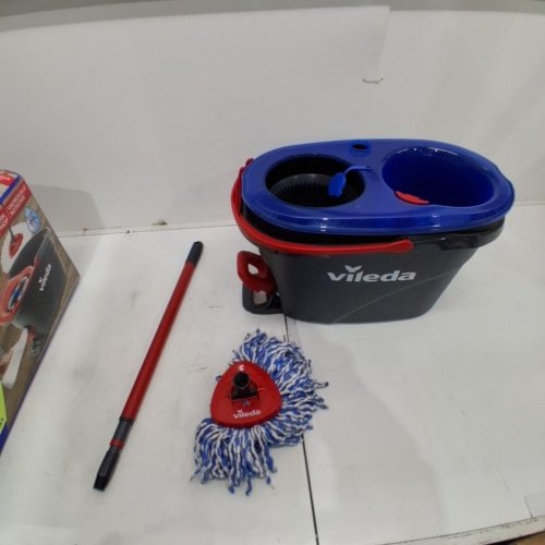 VILEDA EASY WRING RINSE CLEAN SPIN MOP AND BUCKET SYSTEM - 22" TO 36" - BLACK/RED/BLUE - (MODEL: 168467) image 2