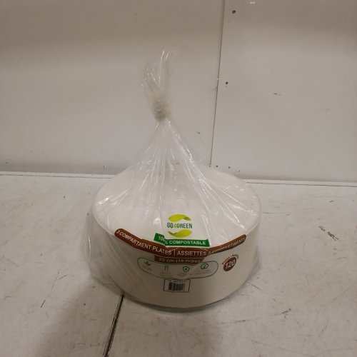 120PK GO4GREEN COMPOSTABLE PAPER PLATES WITH 3 SECTIONS - 10" - WHITE - (MODEL: 1956317) image 2