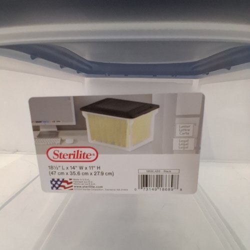 STERILITE BPA-FREE CONTOURED GRIP PLASTIC STORAGE BOX - 18.5" X 14" X 11" - CLEAR / BLACK image 4