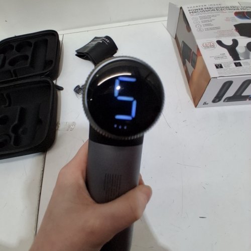 SHARPER IMAGE POWER PERCUSSION PRO + COMPACT HOT AND COLD DEEP TISSUE MASSAGER WITH 4 ATTACHMENTS AND 6 SPEEDS - BLACK - (MODEL: 2427599). image 2