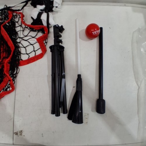 BASEBALL / SOFTBALL PRACTICE NET WITH TRIPOD STAND AND BALL - 7FT X 7FT - RED/BLACK image 2