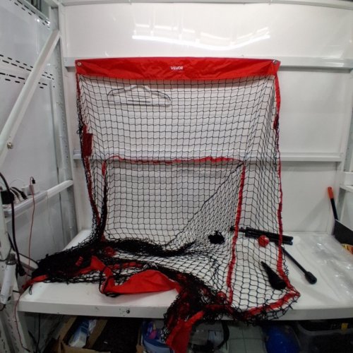 BASEBALL / SOFTBALL PRACTICE NET WITH TRIPOD STAND AND BALL - 7FT X 7FT - RED/BLACK image 3