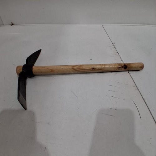 HEAVY DUTY STEEL MINI PICK MATTOCK WITH WOODEN HANDLE - 16" - BLACK NATURAL WOOD image 2