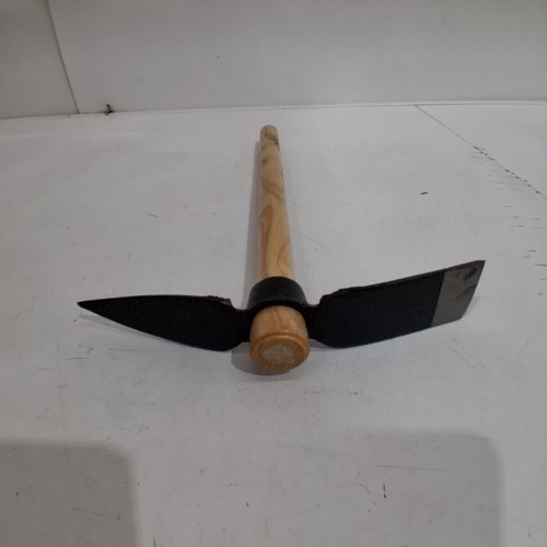 HEAVY DUTY STEEL MINI PICK MATTOCK WITH WOODEN HANDLE - 16" - BLACK NATURAL WOOD image 3