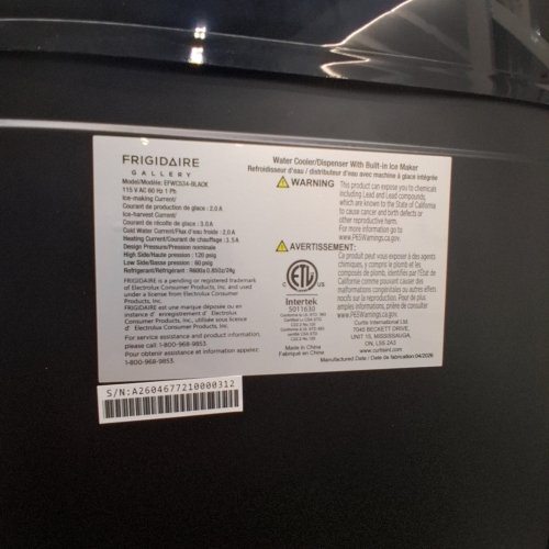 FRIGIDAIRE 3-IN-1 BOTTOM LOAD HOT/COLD WATER COOLER BUILT-IN BULLET ICE MAKER - 50 GAL - BLACK (MODEL: EFWC534-BLACK) image 6