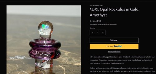 ONE TRICK PONT (OTP) 3DXL OPAL ROCKULUS GLASS CARB CAP FOR DAB RIGS/MARIJUANA ACCESSORIES - PURPLE GOLD AMETHYST image 2