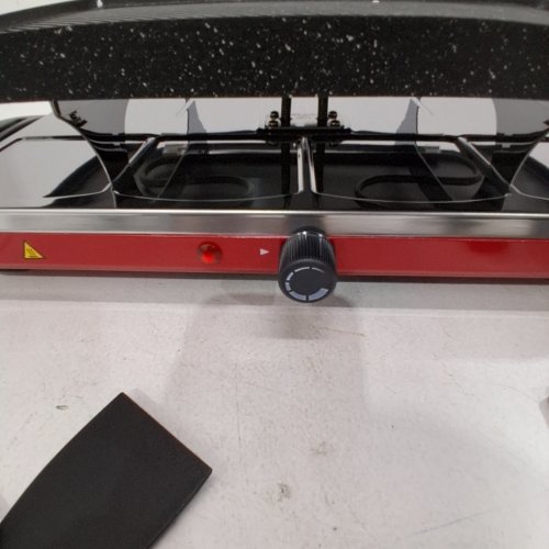 STARFRIT THE ROCK ELECTRIC RACLETTE 8 PERSON PARTY GRILL WITH 8 SPATULAS AND REVERSIBLE PLATE - 1500W - RED/BLACK - (MODEL: ‎024403) image 2