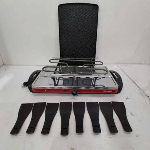 STARFRIT THE ROCK ELECTRIC RACLETTE 8 PERSON PARTY GRILL WITH 8 SPATULAS AND REVERSIBLE PLATE - 1500W - RED/BLACK - (MODEL: ‎024403) image 4