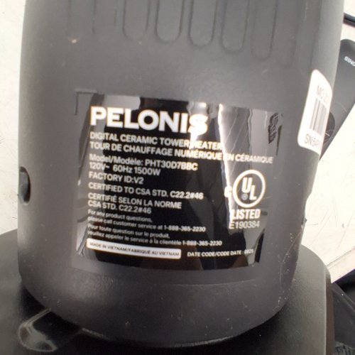 PELONIS CERAMIC TOWER SPACE HEATER WITH ADJUSTABLE THERMOSTAT, 75° OSCILLATION, AND 12H TIMER - 30" - 1500W - BLACK (MODEL: PHT30D7BBC) image 4