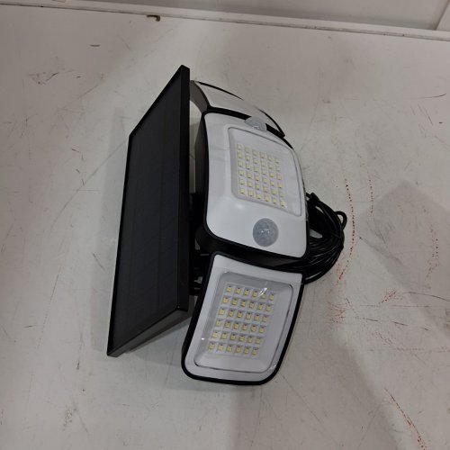 INTELAMP SOLAR POWERED DUAL MOTION SENSOR LED LIGHTING DUSK TO DAWN SECURITY FLOODLIGHT - 9/8FT/1200 LM/6000MAH - BLACK (MODEL: YL002-12B) image 3