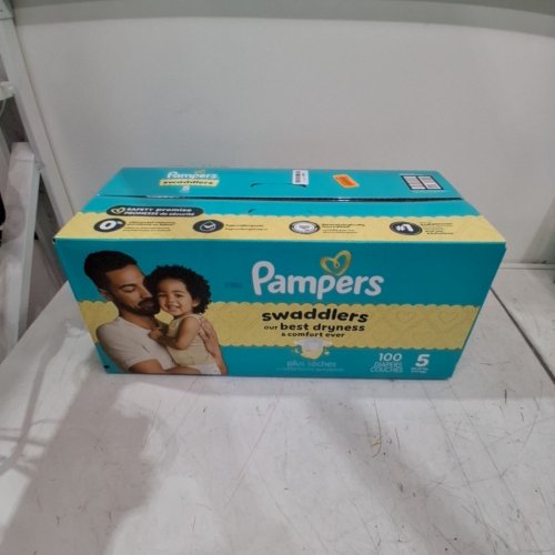 100PK PAMPERS SWADDLERS UP TO 100% LEAKPROOF BABY DIAPERS - SIZE 5 image 2