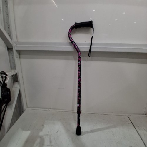 CAREX ADJUSTABLE WALKING CANE WITH OFFSET CUSHION/GRIP - 30" - 40" - FLORAL PRINT image 2