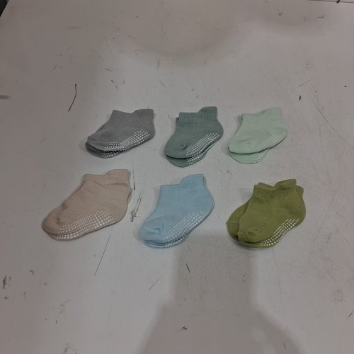 6PR MOTHER'S CHOICE ORGANIC COTTON BLEND NON-SLIP KIDS SOCKS - 6-12 MONTHS - ASSORTED image 2