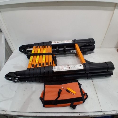 MAOHELAD TELESCOPING COLLAPSIBLE A-FRAME LADDER - 16.5FT - BLACK/ORANGE image 2