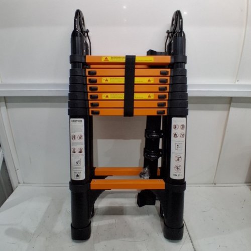 MAOHELAD TELESCOPING COLLAPSIBLE A-FRAME LADDER - 16.5FT - BLACK/ORANGE image 3