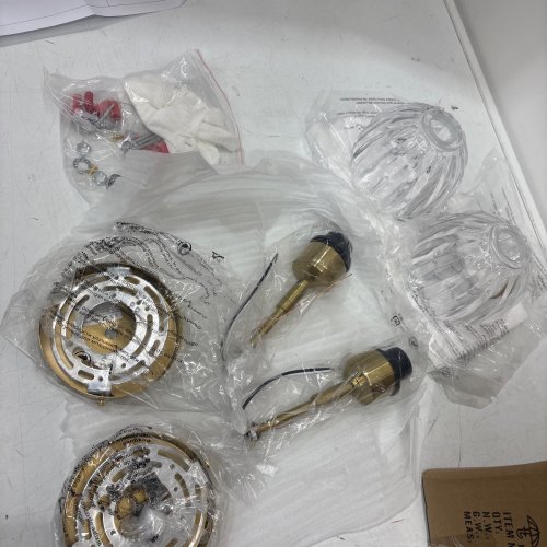 2PK WALL SCONCES VINTAGE LIGHT FIXTURE WITH GLASS TULIP SHADES - CLEAR / GOLD image 3