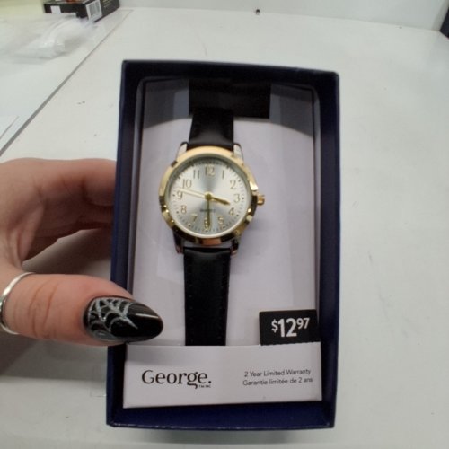 WOMENS GEORGE ELEGANT DIGITAL WRISTWATCH - 30 MM- GOLD-TONE, BLACK BAND (MODEL: WCCLS57) image 4