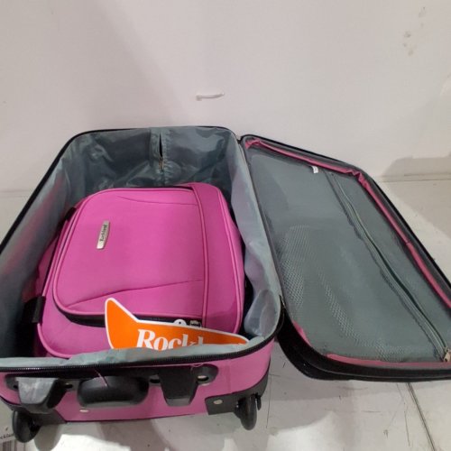2PC ROCKLAND EXPANDABLE LUGGAGE/SUITCASE SET WITH WHEELS AND LOCKING ZIPPERS - PINK - (MODEL: F102-PINK) image 3