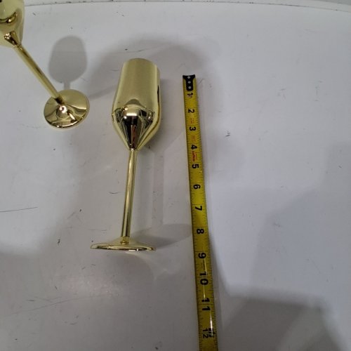 2PCK STEMMED CHAMPAGNE FLUTES - 9" - GOLD image 2