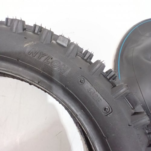 2PC KNOBBY MOTORCYCLE TIRE AND INNER TUBE - 80/100-12 - 12" - BLACK image 2