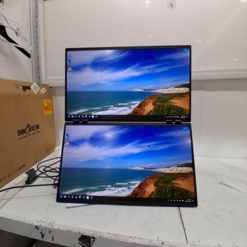 INNOVIEW LAPTOP SCREEN FOLDING EXTENDER DUAL PORTABLE MONITORS FOR LAPTOP WITH 315° ROTATION AND BUILT IN STAND - 100HZ - 23.8" - BLACK (MODEL: ‎INVPM609) image 2