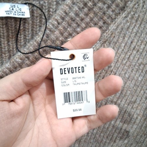 WOMEN'S DEVOTED V-NECK KNIT SWEATER - LARGE - TAUPE (STYYLE: 2827042 WL) image 3