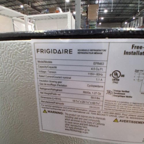 FRIGIDAIRE STAINLESS STEEL 2 DOOR FRIDGE - 4.5 CU FT. - GREY (MODEL: EFR463) image 8