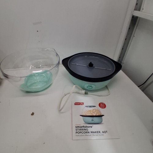 DASH SMARTSTORE DELUXE EASY FLIP HOT OIL POPCORN MAKER & BOWL WITH LID - 24 CUP CAPACITY - AQUA BLUE (MODEL: DSSP355GBAQ02) image 3