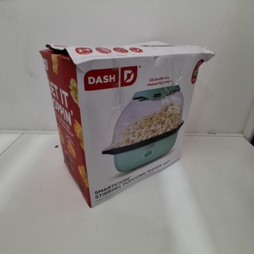 DASH SMARTSTORE DELUXE EASY FLIP HOT OIL POPCORN MAKER & BOWL WITH LID - 24 CUP CAPACITY - AQUA BLUE (MODEL: DSSP355GBAQ02) image 5