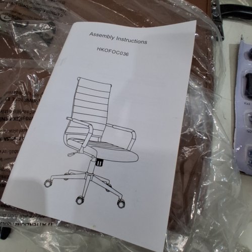 OKEYSEN ERGONOMIC SWIVEL RIBBED LEATHER OFFICE CHAIR - BROWN - (MODEL: HKOFOC036NB0ZR-C) image 5