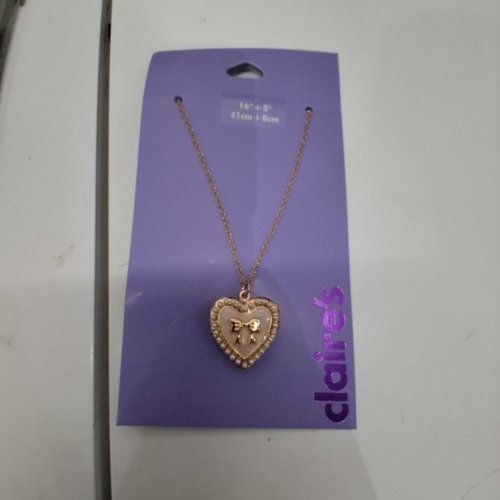 GIRLS CLAIRE'S HEART PENDANT NECKLACE - 16" + 3" - GOLD-TONE (ITEM: 46729-0) image 3