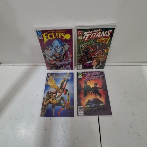 4 ASSTD NOW, AND DC COMIC BOOKS - GREEN HORNET #8, HAWKWORLD #29, TEAM TITANS #4, ECLIPSO #3- VARIOUS AUTHORS image 2