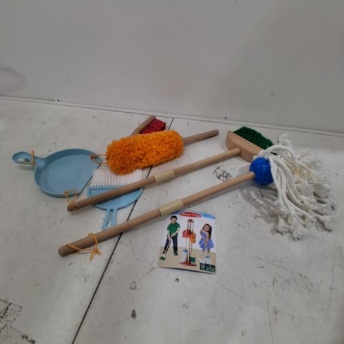 8PC HELLWOD KID-SIZED WITH HOUSEKEEPING BROOM, MOP, DUSTER AND ORGANIZING STAND FOR SKILL- AND CONFIDENCE-BUILDING - BLUE image 2