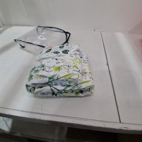 3PC MICROFIBER FLORAL DUVET COVER SET - QUEEN - WHITE/GREEN image 3