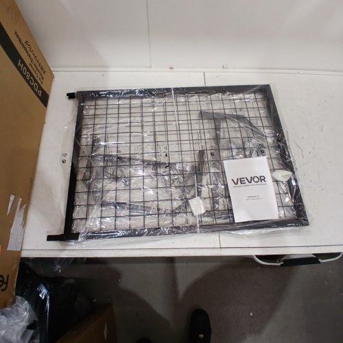 VEVOR MOVEABLE CARBON STEEL WIRE GRID WALL PANEL RACK WITH WHEELS & 10 HOOKS - 2FT X 5.4FT - CARBON BLACK (MODEL: YD0054) image 2