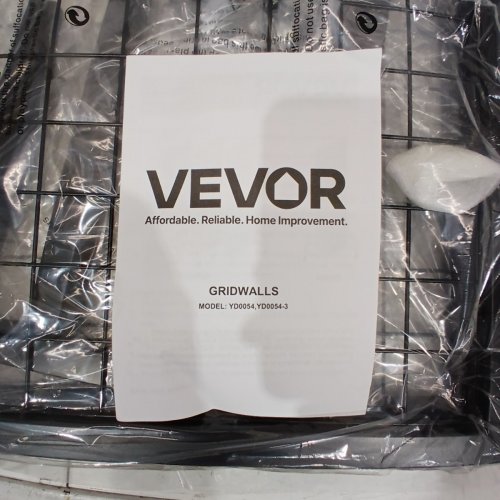 VEVOR MOVEABLE CARBON STEEL WIRE GRID WALL PANEL RACK WITH WHEELS & 10 HOOKS - 2FT X 5.4FT - CARBON BLACK (MODEL: YD0054) image 3