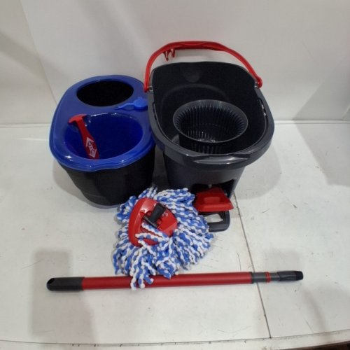 VILEDA EASYWRING RINSE CLEAN 2 TANK SPIN BUCKET SYSTEM - BLUE/RED/GREY image 2