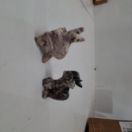 2PC STONE ANIMAL FIGURINES-1.5"/EACH - ELEPHANT / KANGAROO image 2