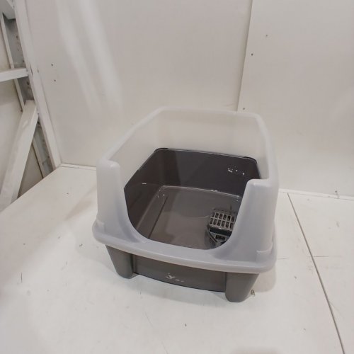 IRIS OPEN-TOP CAT LITTER BOX WITH SHIELD & SCOOP - GREY image 2