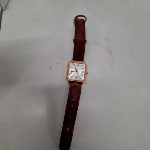 WOMENS ACCUTIME WATCH RECTANGULAR ROMAN NUMERAL WATCH - 26 MM- ROSE GOLD-TONE / WHITE/ RED STRAP (MODEL: WCCLS69) image 3