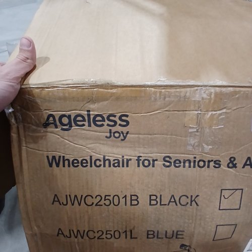 AGELESS JOY LIGHTWEIGHT FOLDING WHEELCHAIR - 220 LBS MAX - BLACK (MODEL: AJWC2501B) image 2