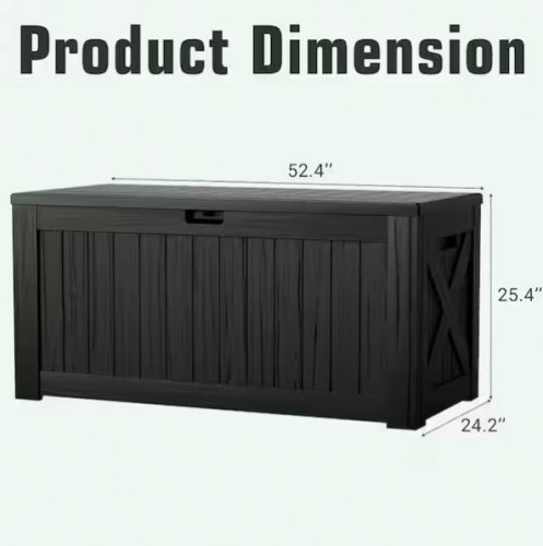 TOZEY OUTDOOR RESIN STORAGE BOX - 120GAL - BLACK - (MODEL: T-PSB24-0432-0) image 2