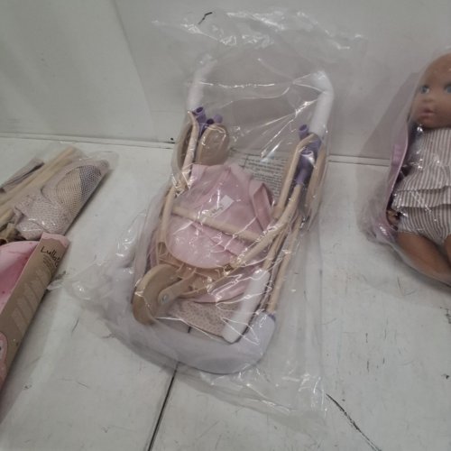 LULLABABY REALISTIC BABY DOLL WITH DOLL PLAYPEN, HIGH CHAIR & JOGGER STROLLER SET - PINK (MODEL: LBY7633C1Z) image 4