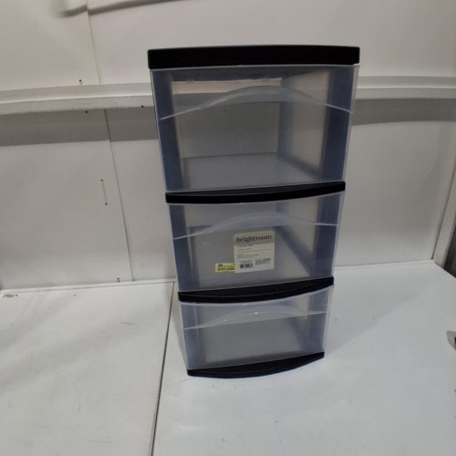 BRIGHTROOM 3 DRAWER PLASTIC CART - 26" X 12.5" X 14.5" - CLEAR/BLACK image 2
