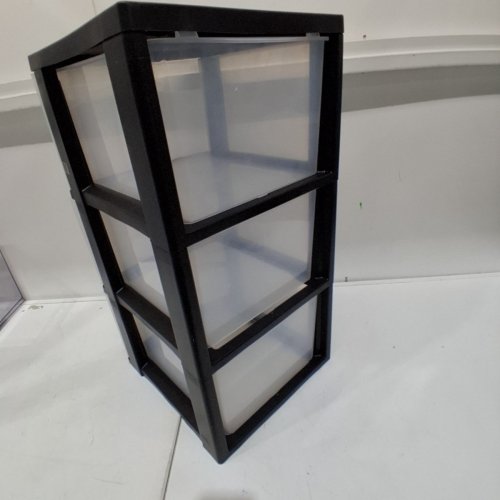 BRIGHTROOM 3 DRAWER PLASTIC CART - 26" X 12.5" X 14.5" - CLEAR/BLACK image 3